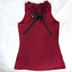Burgundy Bow Tie Racer Back Top